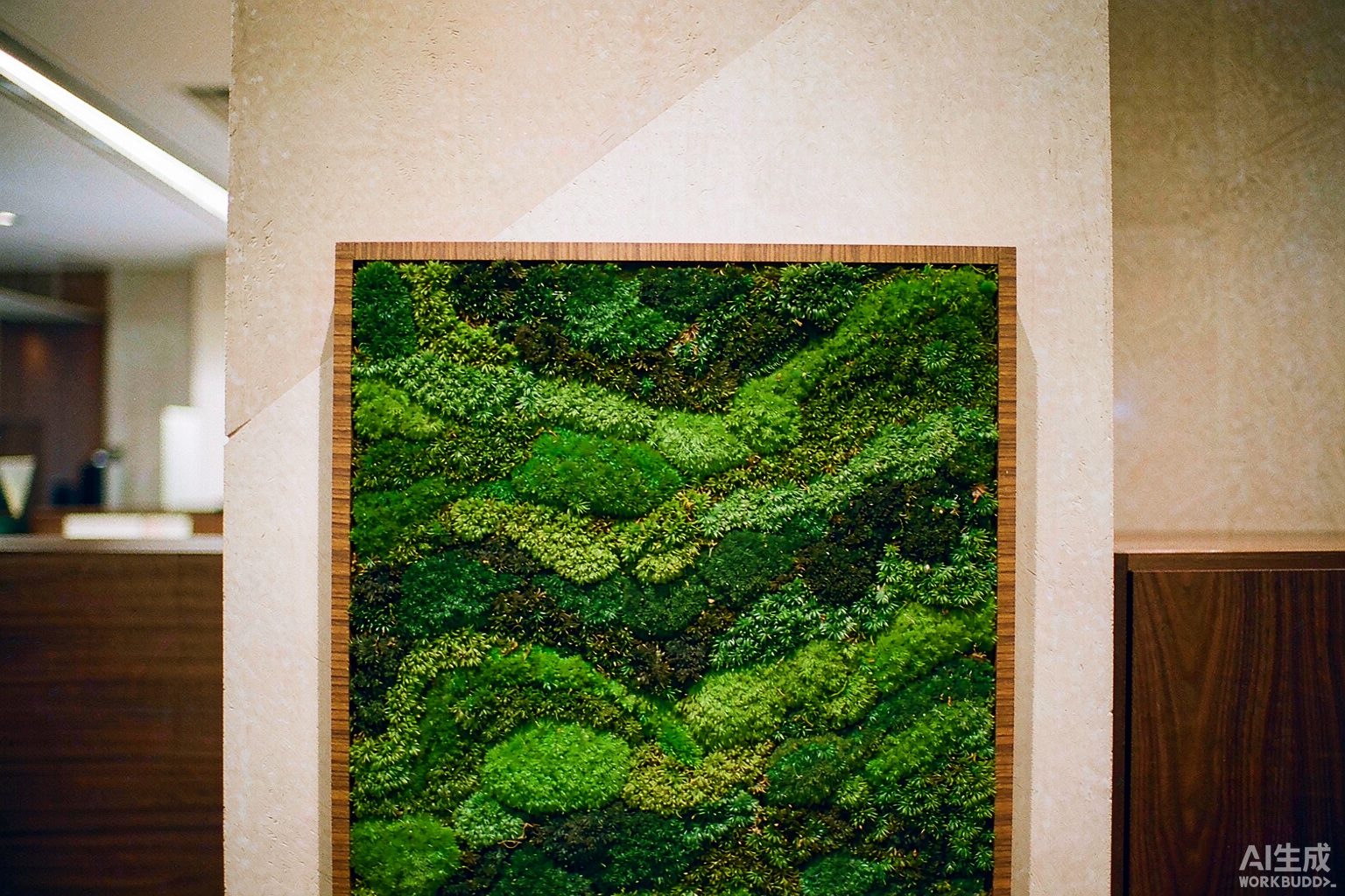Preserved moss wall installation