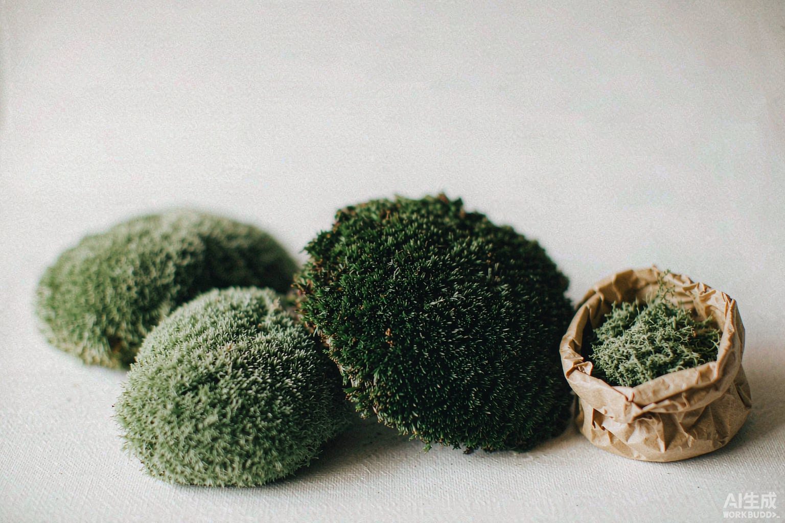 Preserved reindeer moss in bulk packs